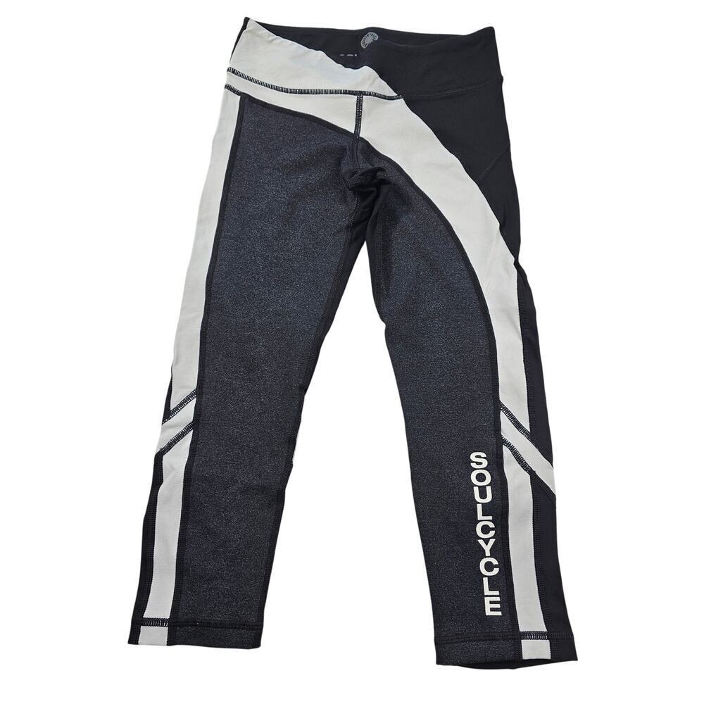 Soulcycle size S active durable black white cropped capri leggings stretch